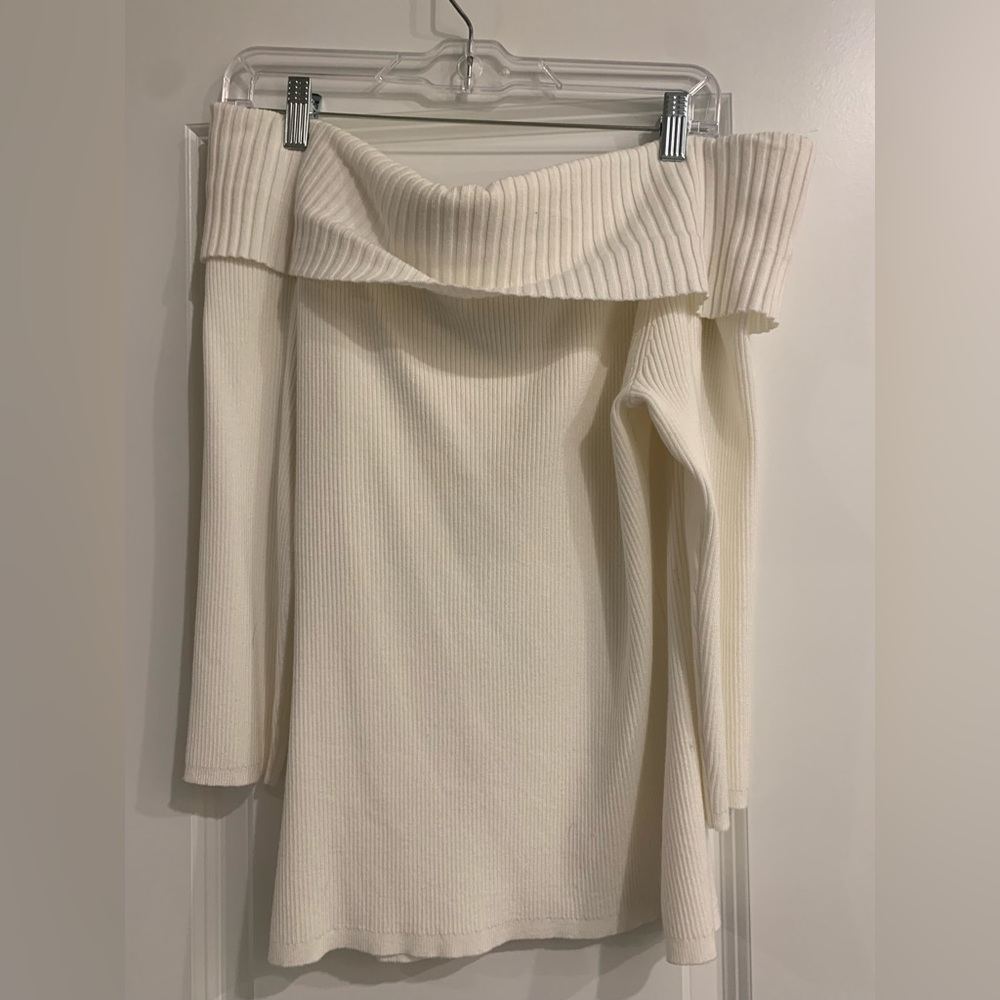 White Off the Shoulder Sweater